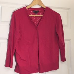 Dana Buchman Medium Pink Cardigan Sweater Lace